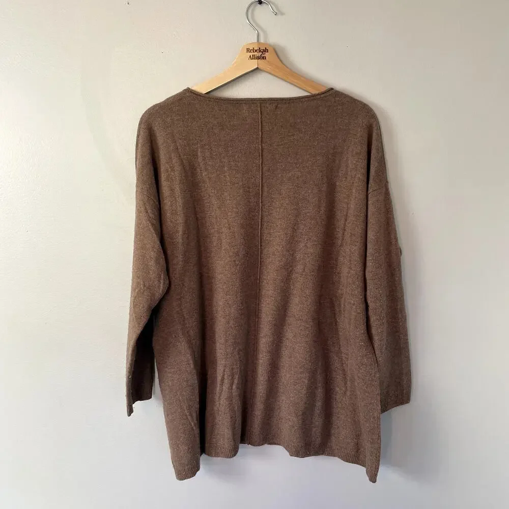 WooLovers Cashmere & Merino Pocket Tunic in Pecan Marl Size Medium - Picture 15 of 16